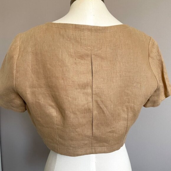 Nicholas Taupe Linen Crop Top - 10 - Picture 11 of 13